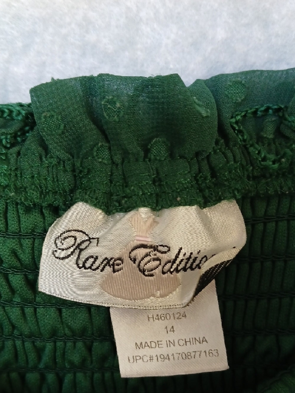 Rare Editions Green Smocked Embroidered Girls Dress SZ 14 - Picture 2 of 7